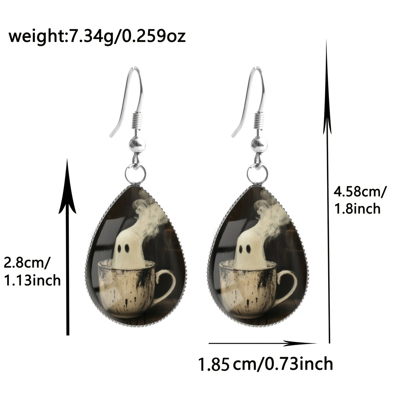 Halloween Teacup-Sized Pattern Drop Earrings